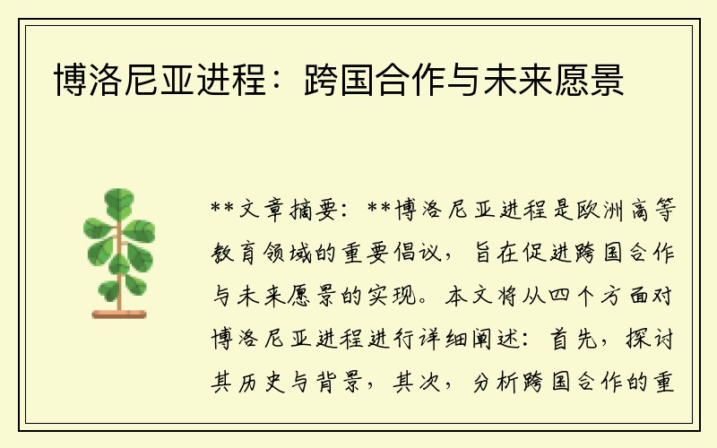 博洛尼亚进程：跨国合作与未来愿景